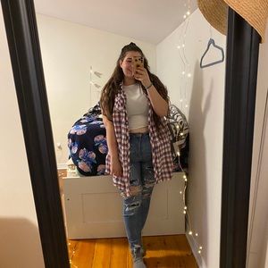 F21 PLAID CARDIGAN
